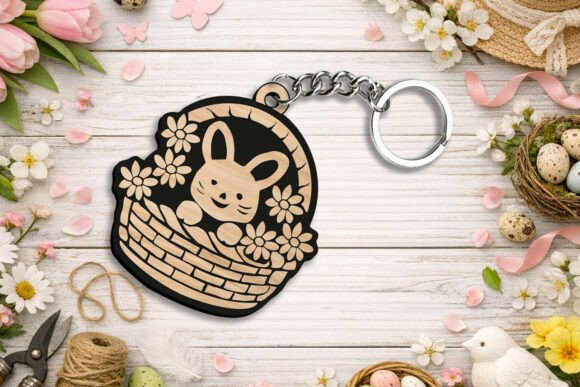Download Spring Bunny Basket Easter Keychain Gift - Premium Resources