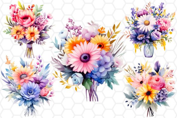 Download Watercolor Flower Bouquet Clipart PNG - Bouquet Collection