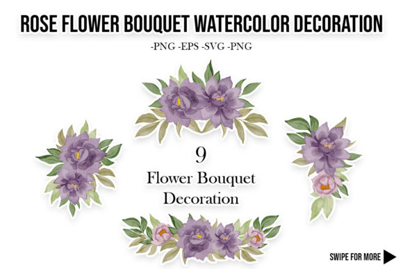 Download Rose Flower Purple Bouquet Watercolor - Bouquet Collection