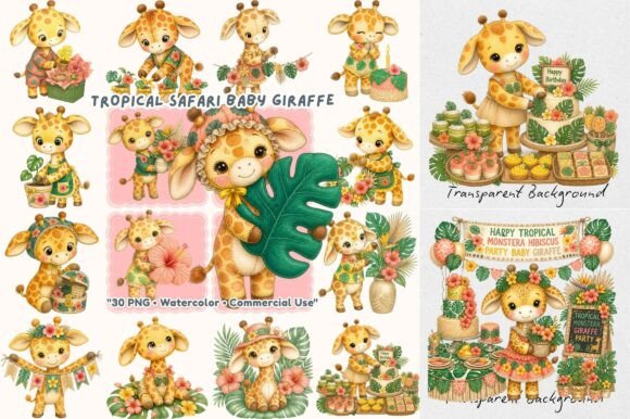 Download Tropical Jungle Baby Giraffe Watercolor - Jungle Collection
