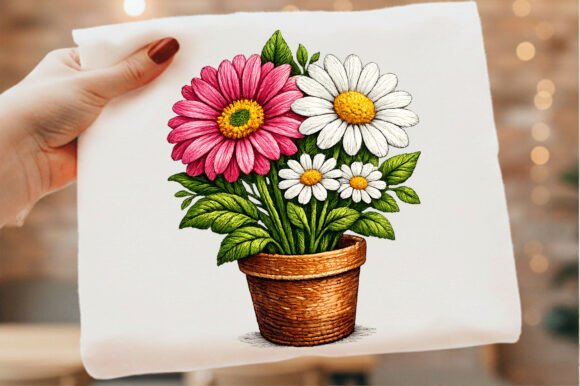Download Daisy Flowers Embroidered Floral Bouquet - Bouquet Collection