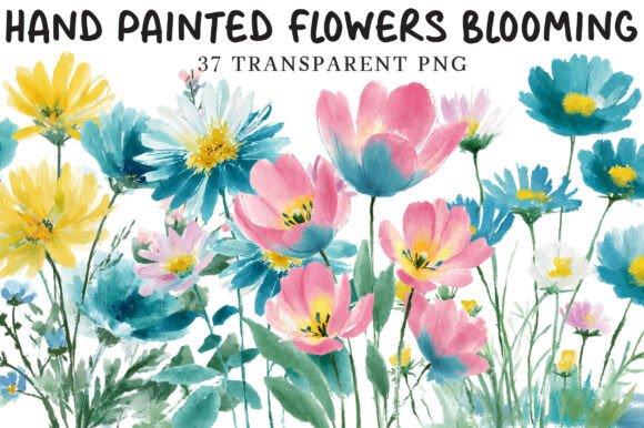 Download Hand Painted Flowers Blooming Clipart - Hand painted flowers Collection