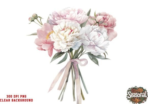 Download Watercolor Peonies Flower Bouquet PNG - Bouquet Collection