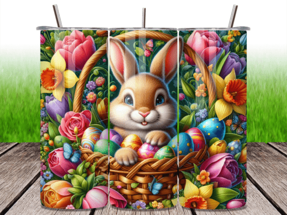 Download Rabbit Flower Basket Easter Tumbler Wrap - Basket easter Collection