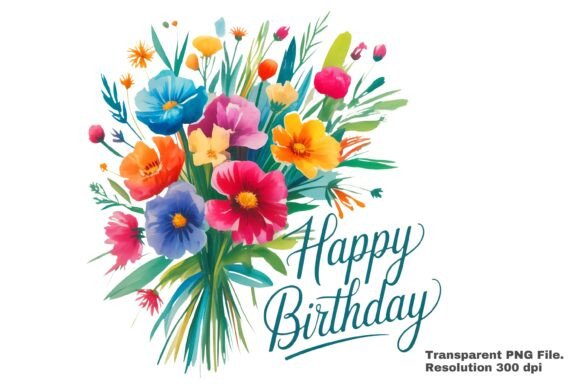 Download Vibrant Watercolor Flower Bouquet PNG - Bouquet Collection