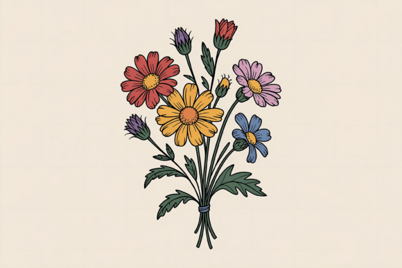 Download 70s Style Floral Bouquet Clipart - Bouquet Collection