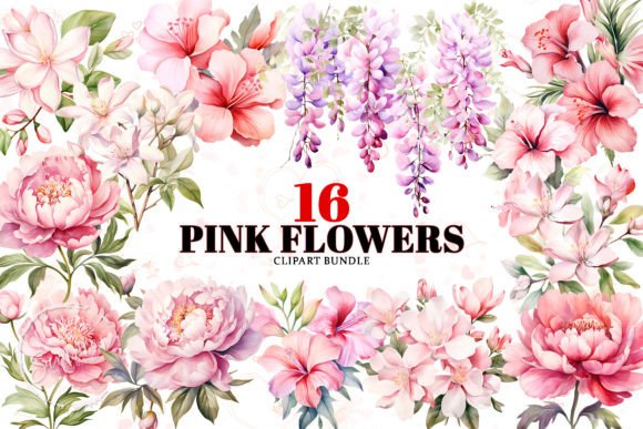 Download Watercolor Pink Flowers Sublimation PNG - Pink flowers Collection