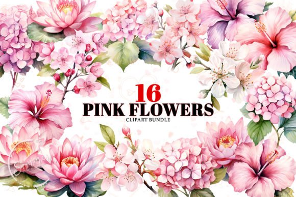 Download Watercolor Pink Flowers Sublimation - Pink flowers Collection