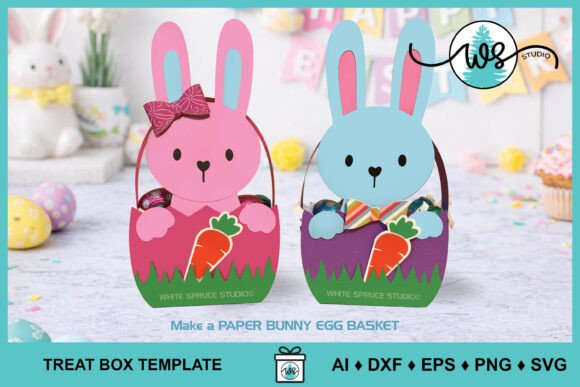 Download 3D Paper Bunny Egg Basket Easter Box - Basket easter Collection
